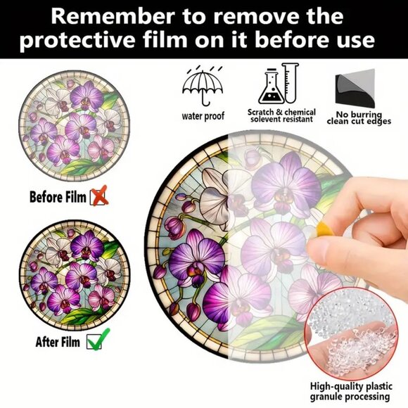 Suncatcher Flowers Orchid Pink Purple Floral Hanging Window Decor Colorful - Picture 3 of 4